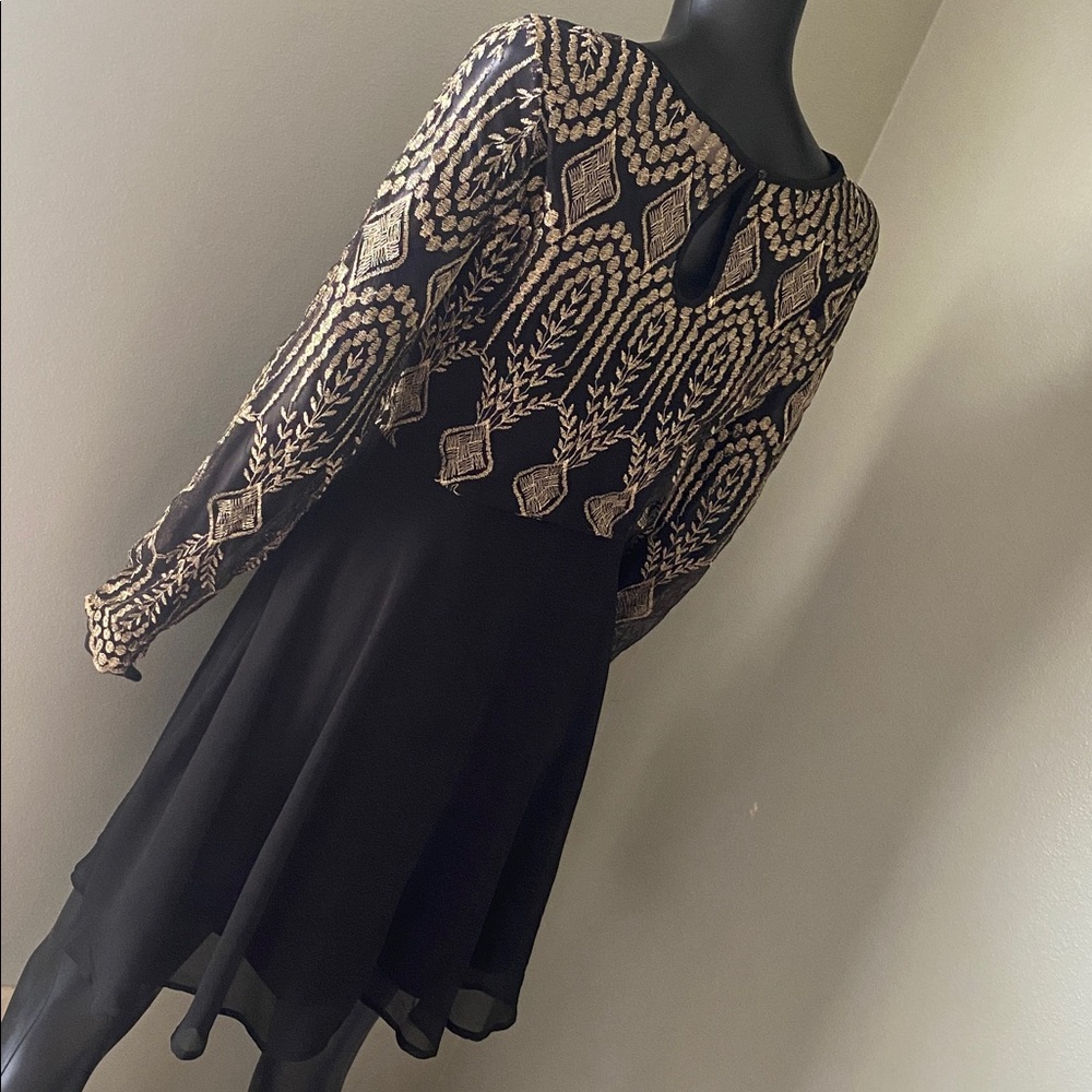 Altar'd State Black Dress with Gold Detailing - Picture 8 of 14